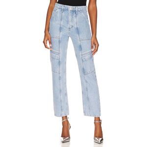 AGOLDE‎ Cooper Cargo Jeans Women 30 (Fits 32x28) in Rank Blue Organic NWOT $228